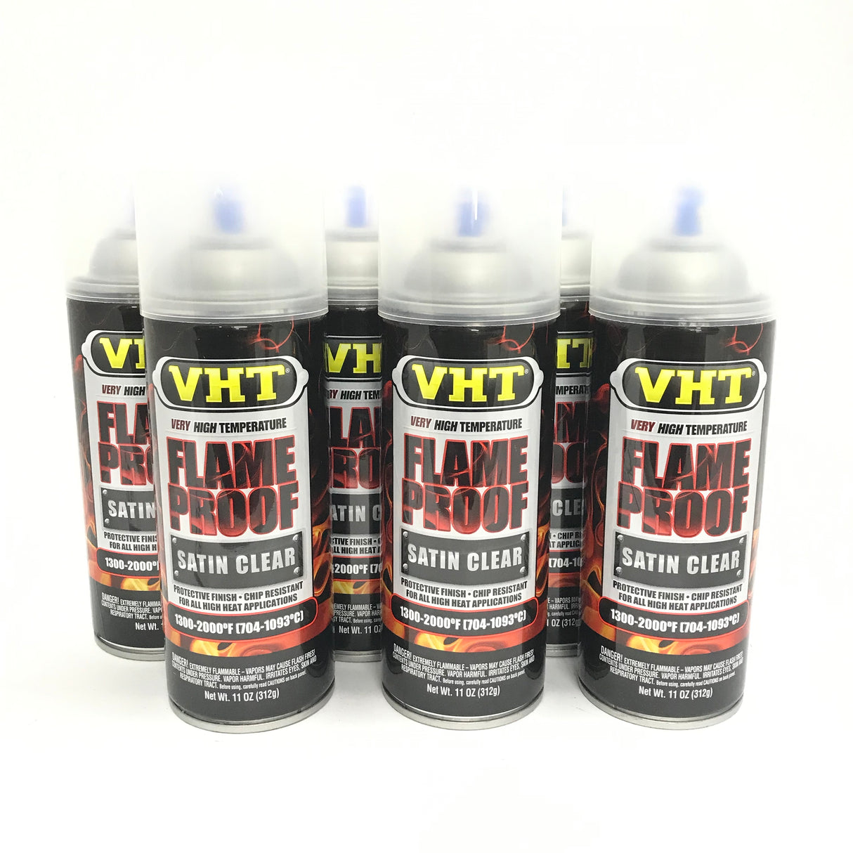 VHT SP115-6 PACK SATIN CLEAR High Temperature Flame Proof Header Paint - 11 oz
