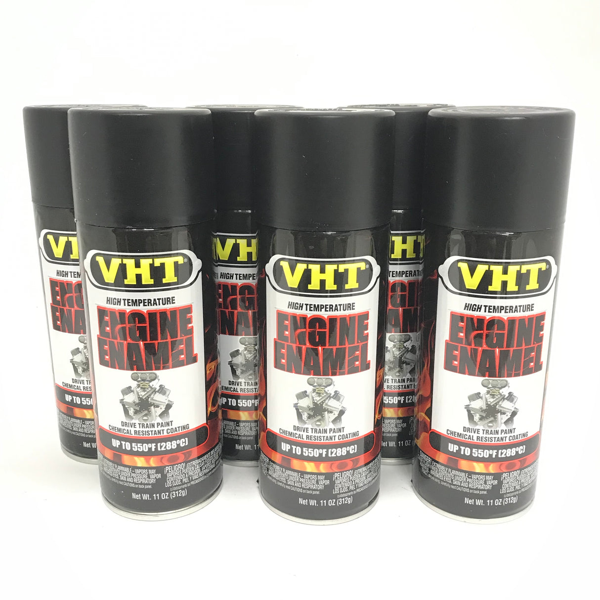 VHT SP139-6 Pack GM Satin Black Engine Enamel High Heat Drive Train Paint - 11 oz