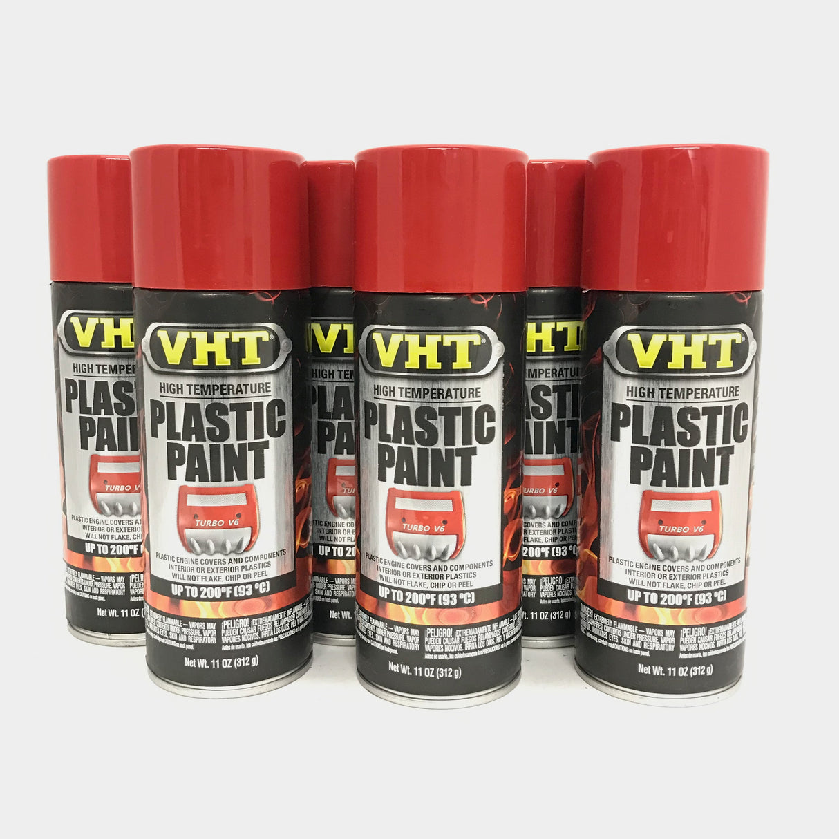 VHT SP821-6 PACK GLOSS RED High Temperature Plastic Paint - 11 oz Aerosol