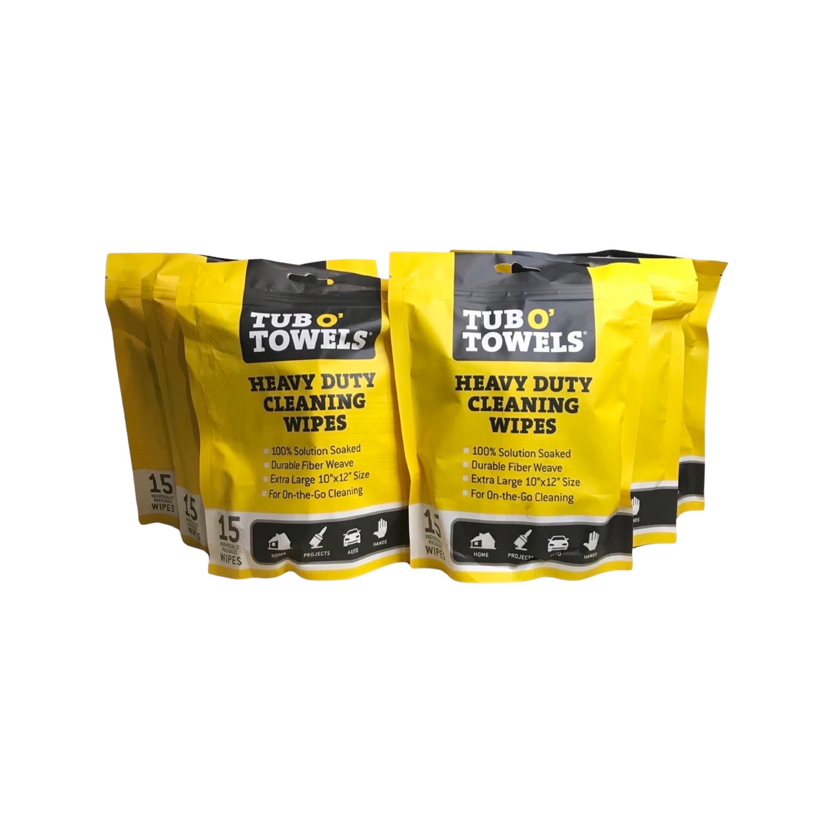 Tub O' Towels TW01-15 - 6 Pack Heavy Duty Multi-Surface Cleaning Wipes