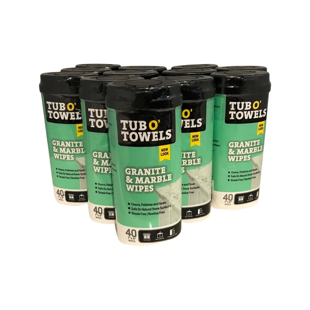 Tub O' Towels TW40-GR - 12 Pack Heavy Duty Granite & Marble Wipes