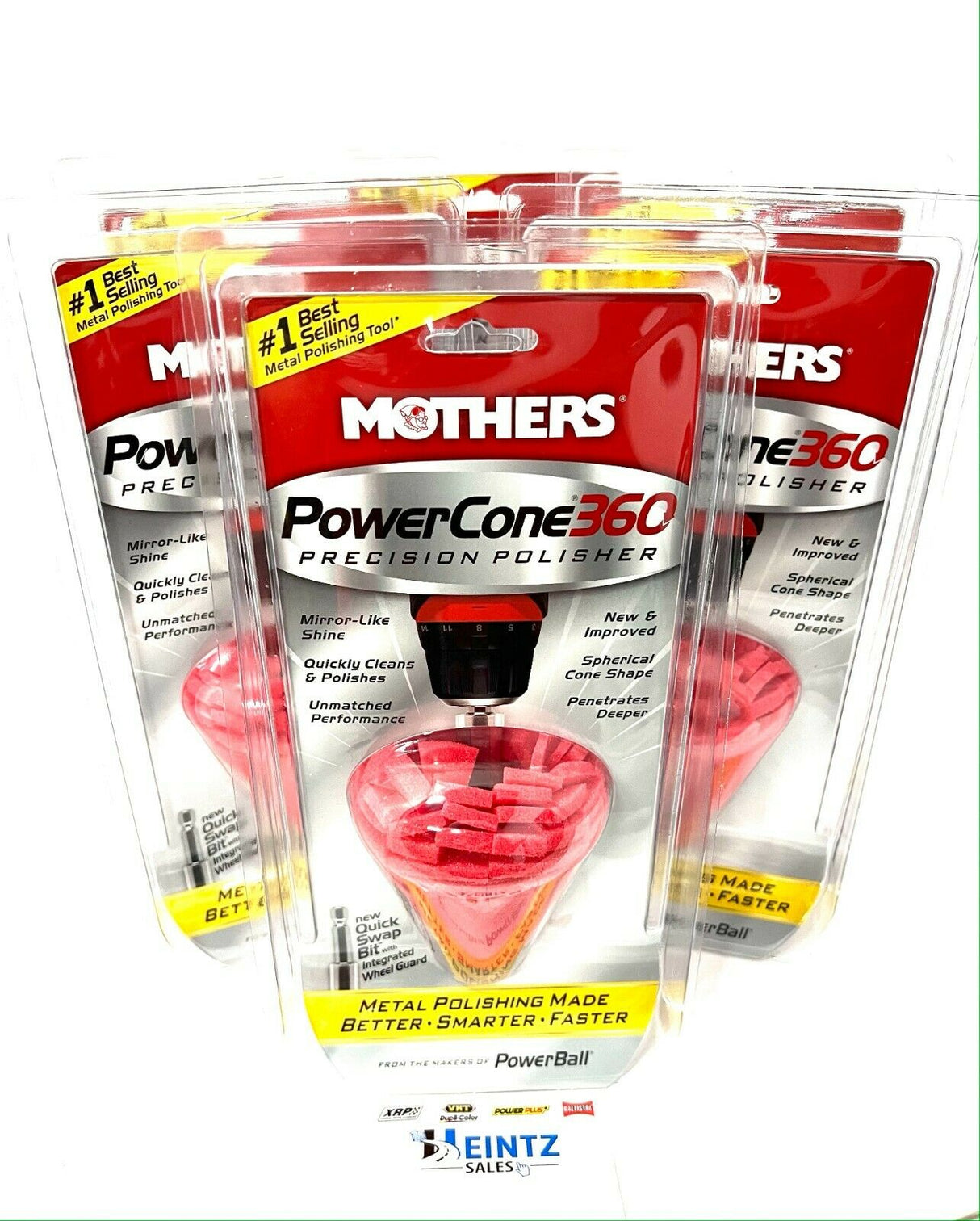 MOTHERS 05146 Powercone 360 6 PACK - Quick Swap Bit - Wheel Guard - Polishing Tool and Quick Swap Bit - Wheel Guard