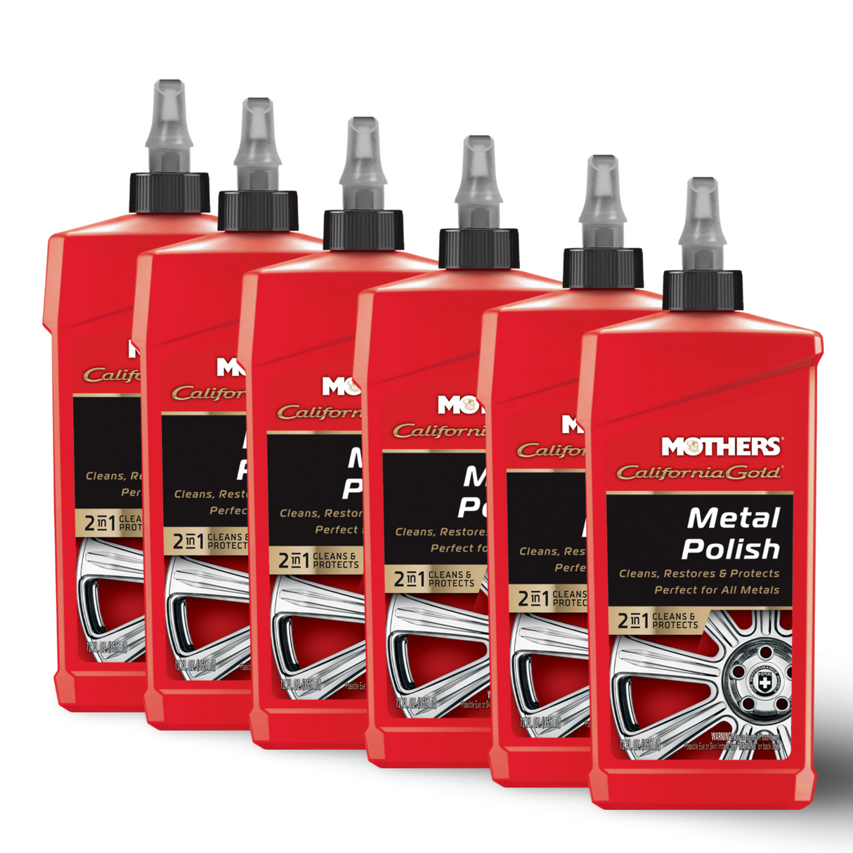 MOTHERS 05112 California Gold Metal Polish 6 PACK - Shine - Restore & Protect - 12 oz.
