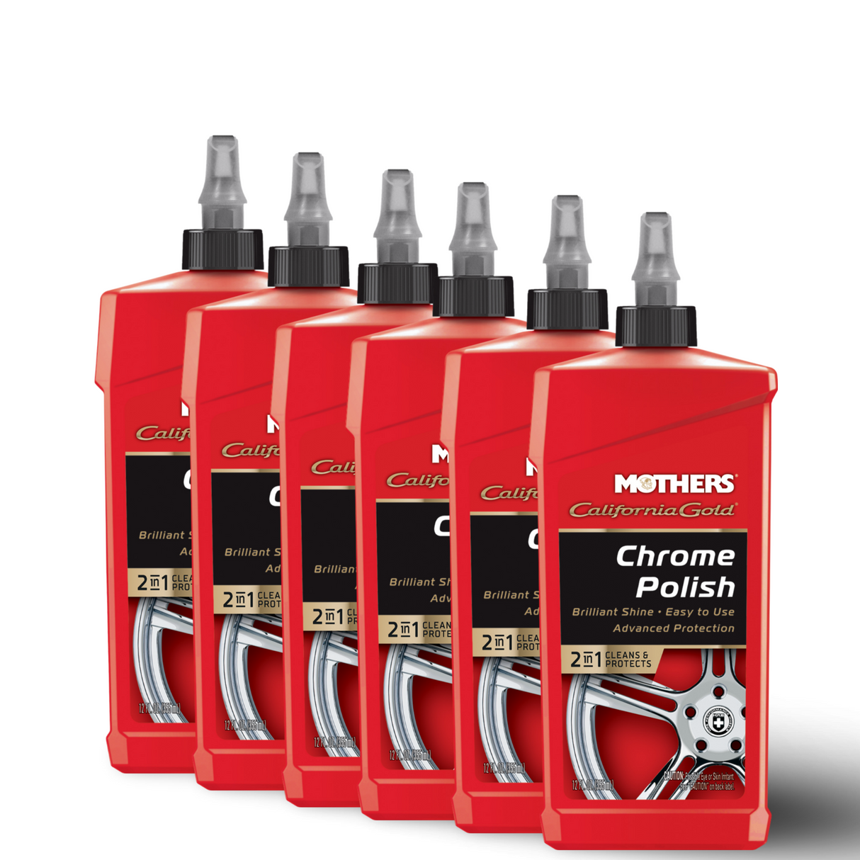 MOTHERS 05212 California Gold Chrome Polish 6 PACK - Shine & Protect - No Streak  12 oz.