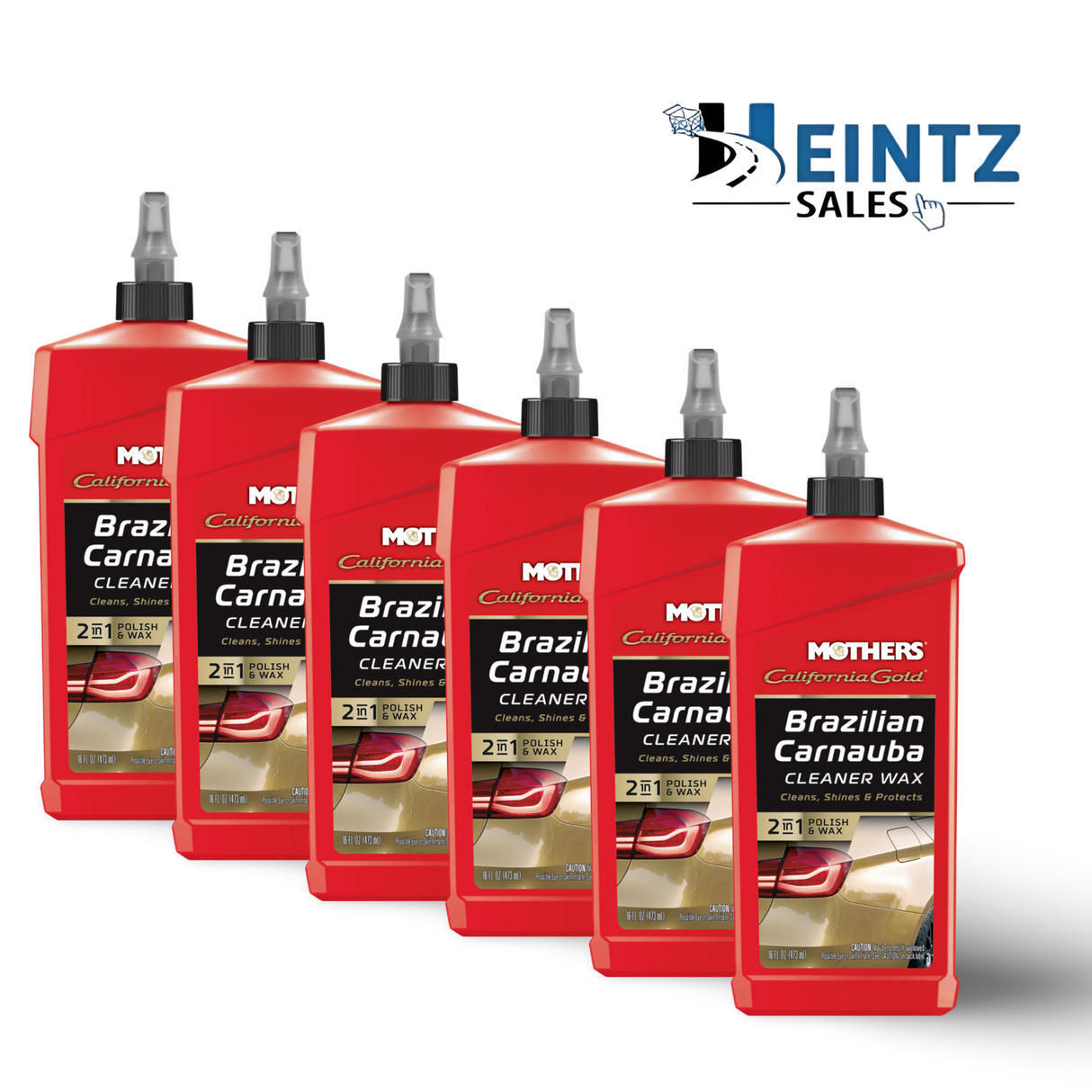 MOTHERS 05701 California Gold Brazilian Carnauba Cleaner Wax 6 PACK - Shines -16 oz.