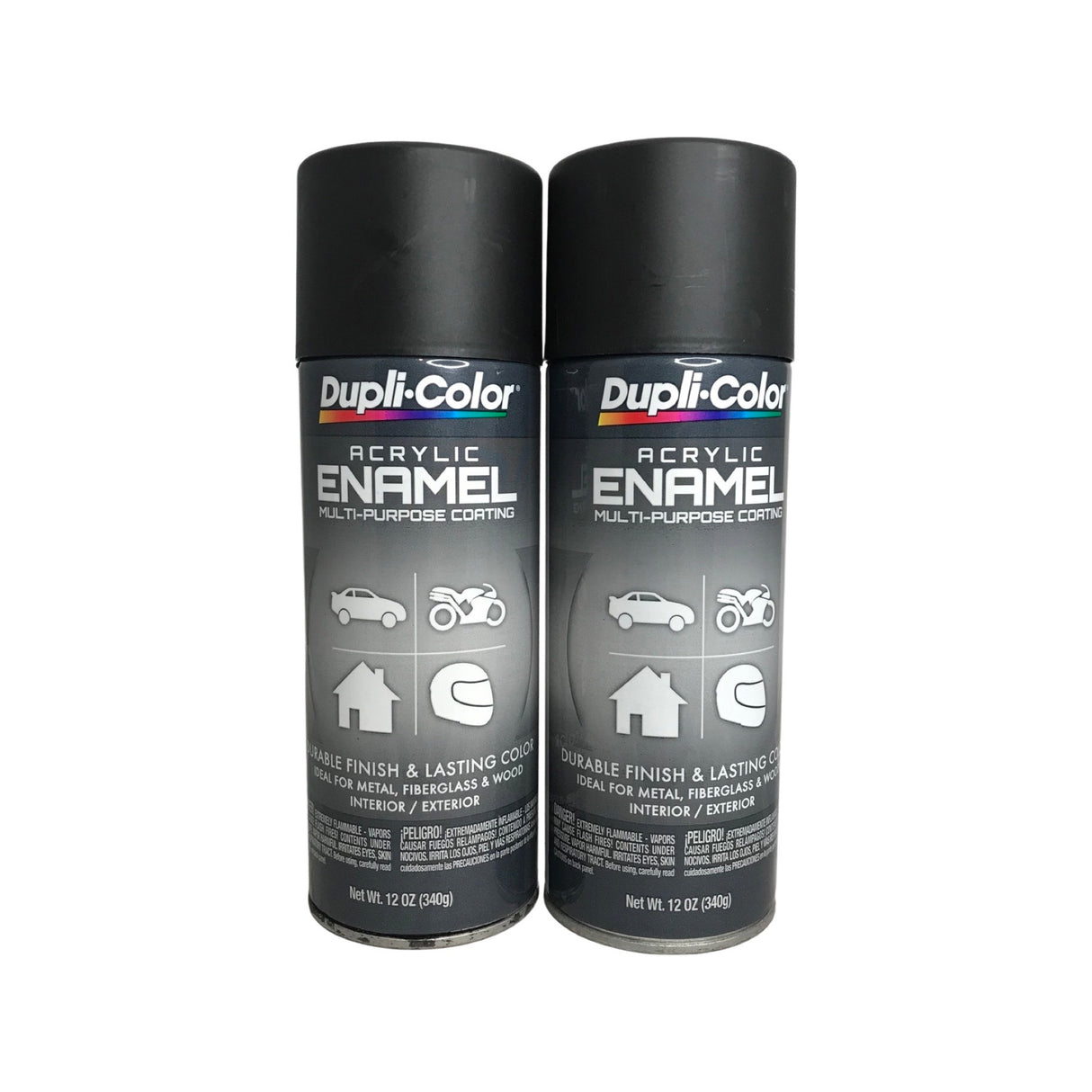 Dupli-Color DA1603 - 2 Pack Semi-Gloss Black Multi-Purpose Acrylic Enamel Paint - 12 oz. ea.