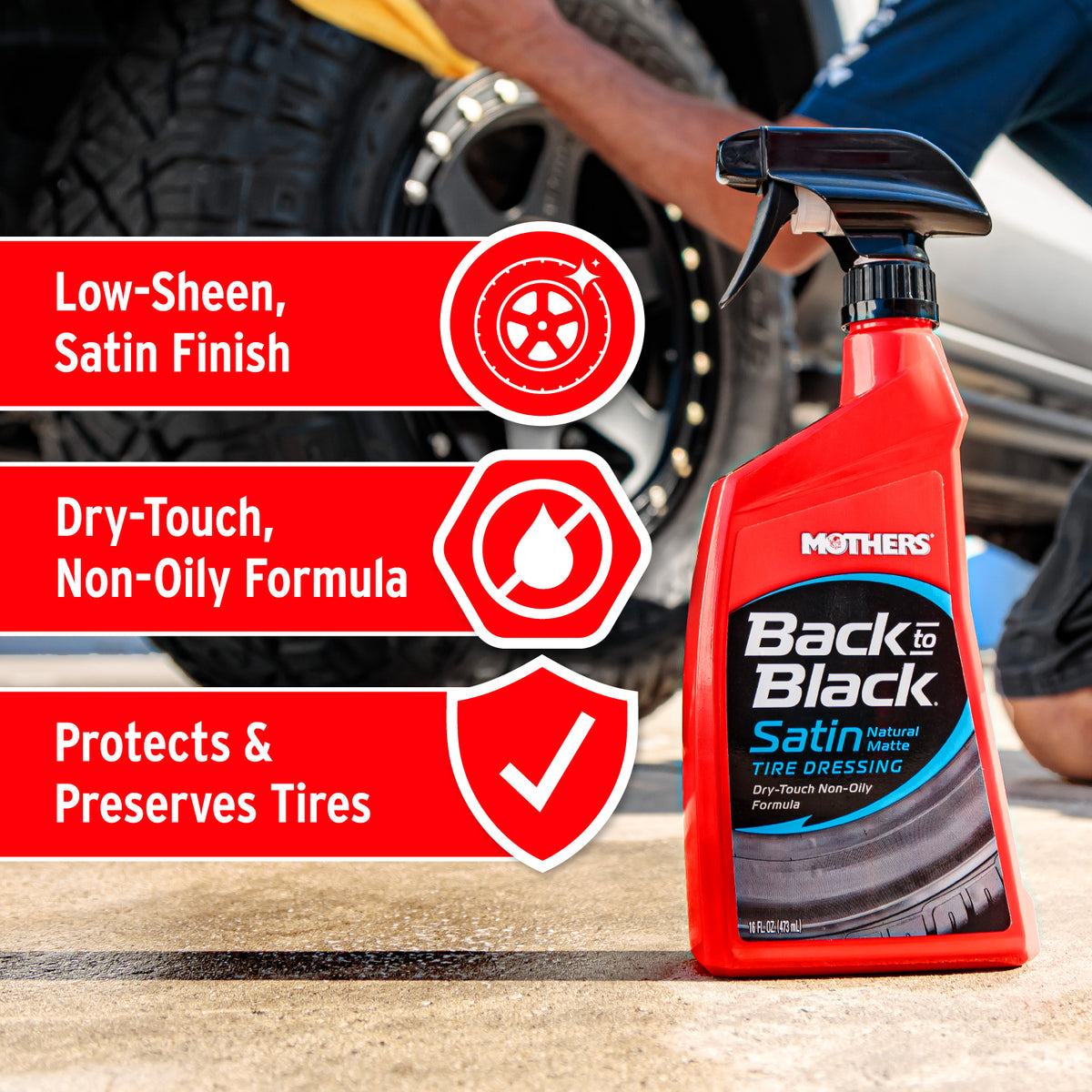 Mothers Back to Black Satin Natural Matte Tire Dressing - 06816 - 2 Pack