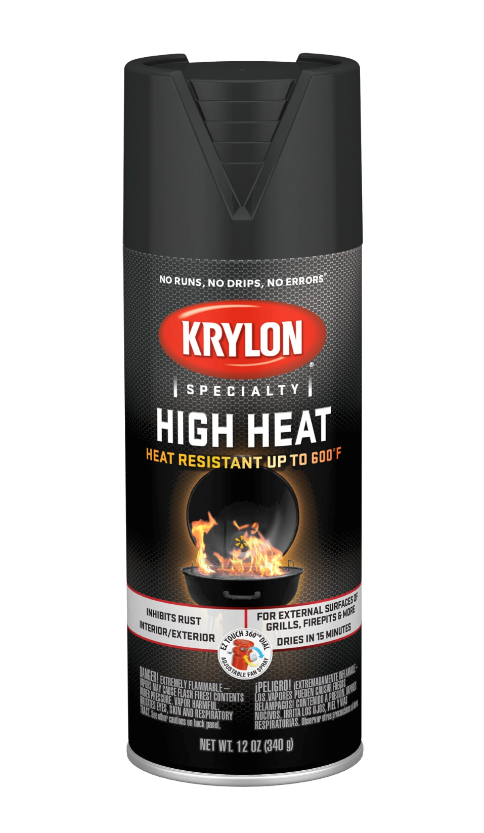 Krylon 1618 Black High Heat - Satin Finish - 12 oz