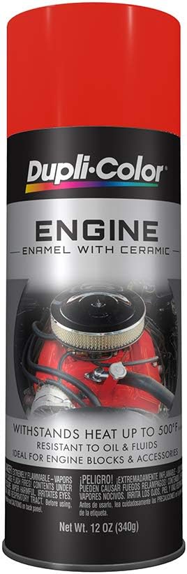 Duplicolor DE1607 Engine Enamel Paint w/ Ceramic, Chevrolet Orange-Red