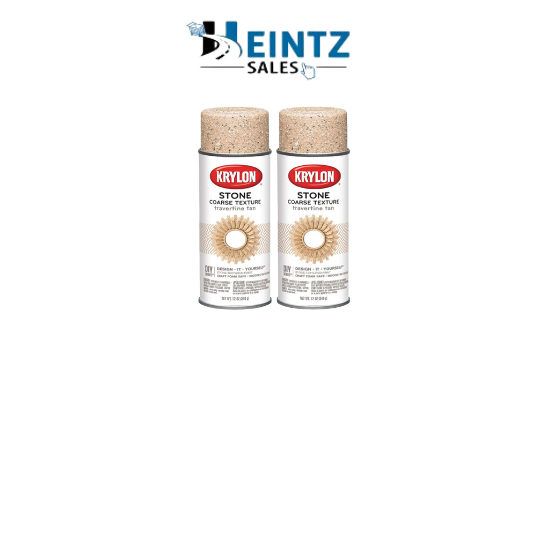 Krylon Coarse Stone Texture Finish Spray Paint Travertine Tan 12 Ounce - 2 Pack