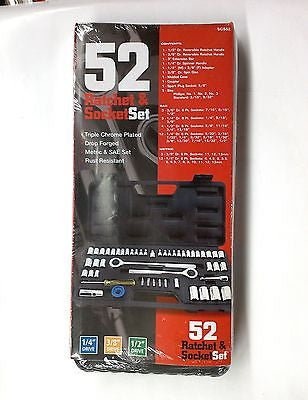 GreatNeck 52pc Ratchet & Socket Set-Triple Chrome plated Metric & SAE Set-#SCS52