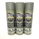 Duplicolor BAA2020-3 PACK Dark Olive Camouflage Bed Armor - Rubberized Textured Finish - Low Odor - Water Based - Durable - 16.5 oz