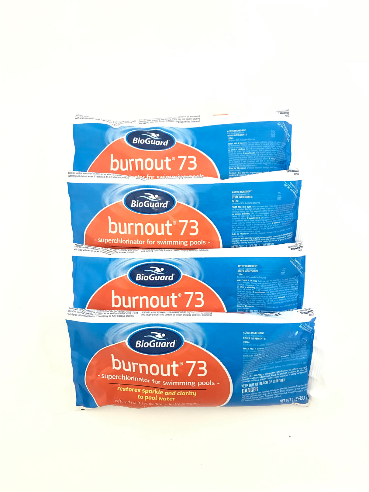 BioGuard 22860 BURNOUT 73-4 PACK Superchlorinator for swimming pools - sanitize - 4lb
