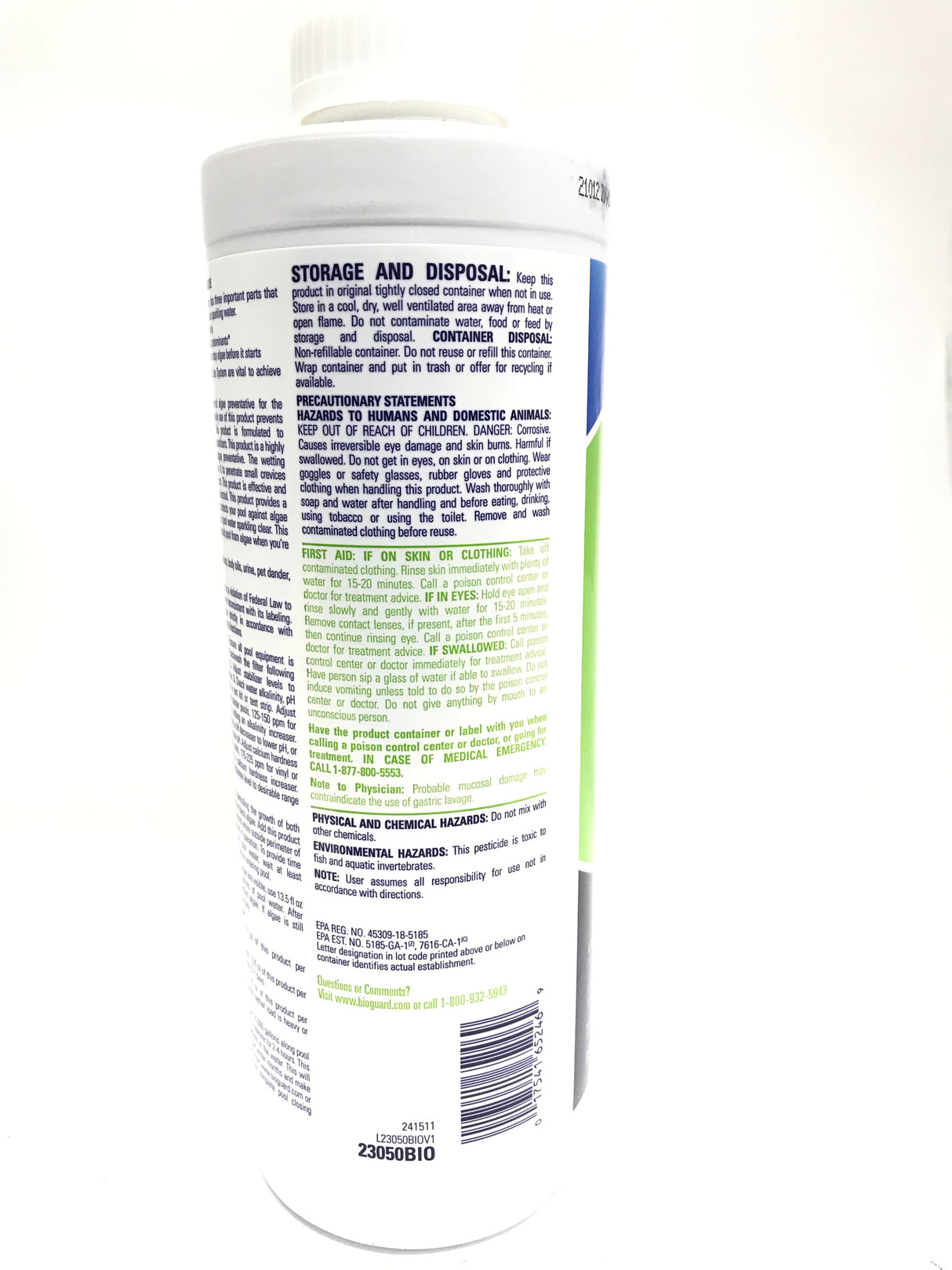 BioGuard-23050-2 PACK Back Up 2 - Highly Effective Algae Preventative - Step 3 - 1 Quart(2)