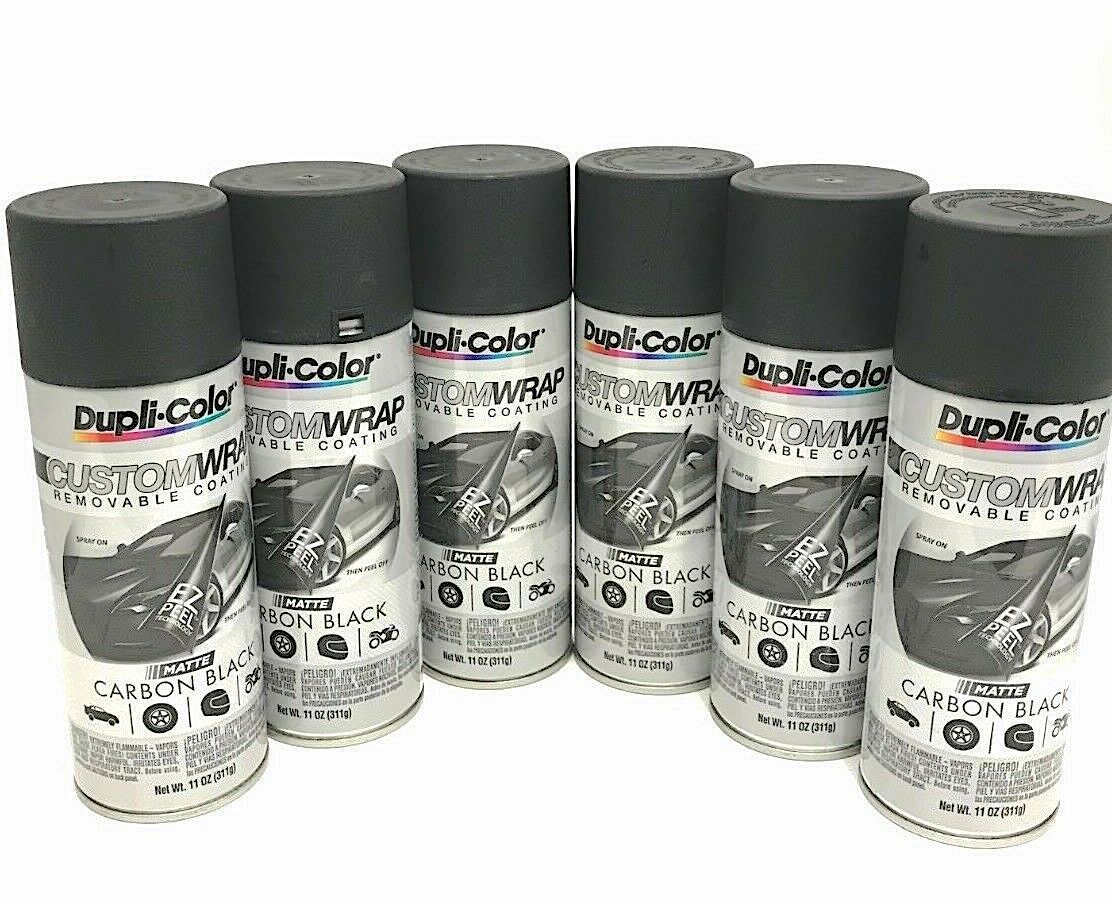 Duplicolor CWRC794 - 6 Pack Custom Wrap Removable Paint Carbon Black Matte - 11 oz