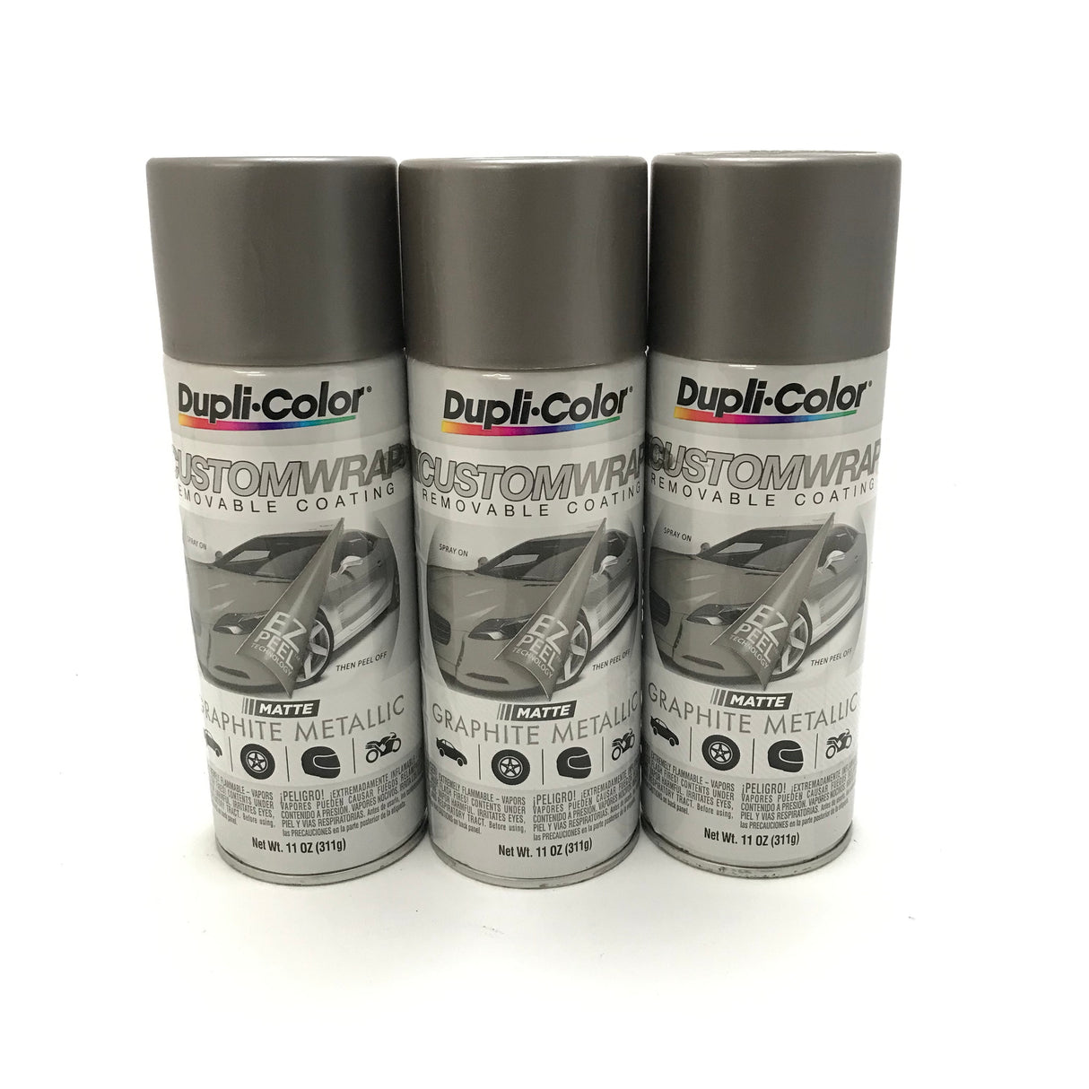 Duplicolor CWRC797 - 3 Pack Custom Wrap Removable Paint Matte Graphite - 11oz