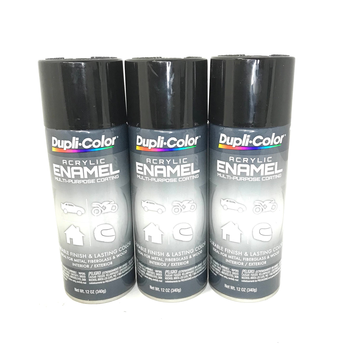 Dupli-Color DA1600 - 3 Pack Gloss Black Acrylic Enamel Multi-Purpose Coating - 12 oz. ea.
