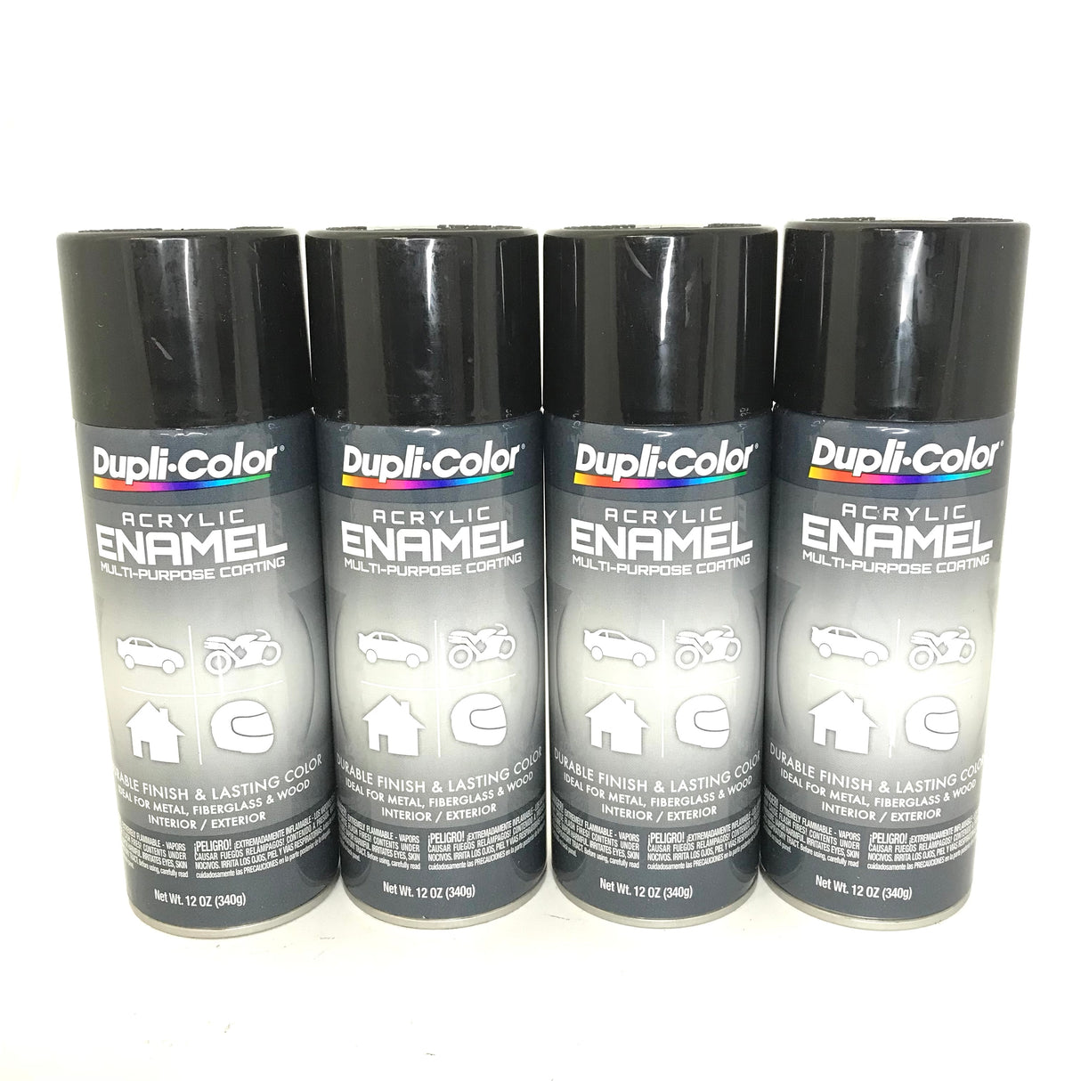 Dupli-Color DA1600 - 4 Pack Gloss Black Acrylic Enamel Multi-Purpose Coating - 12 oz. ea.