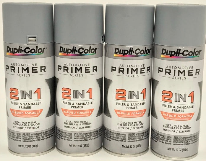 Duplicolor DAP1700-4 Pack 2-IN-1 Hi-Build Filler & Sandable Primer - 12 oz Aerosol can