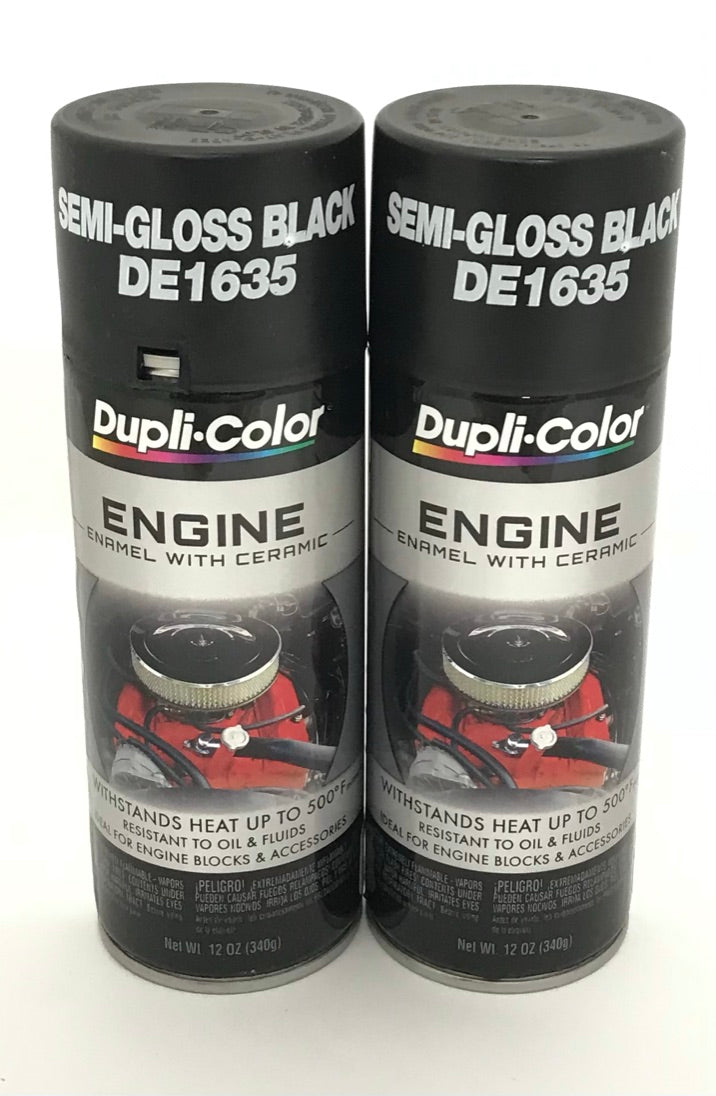 Duplicolor DE1635-2 PACK Engine Enamel with Ceramic Semi Gloss Black color - 12 oz Aerosol Can