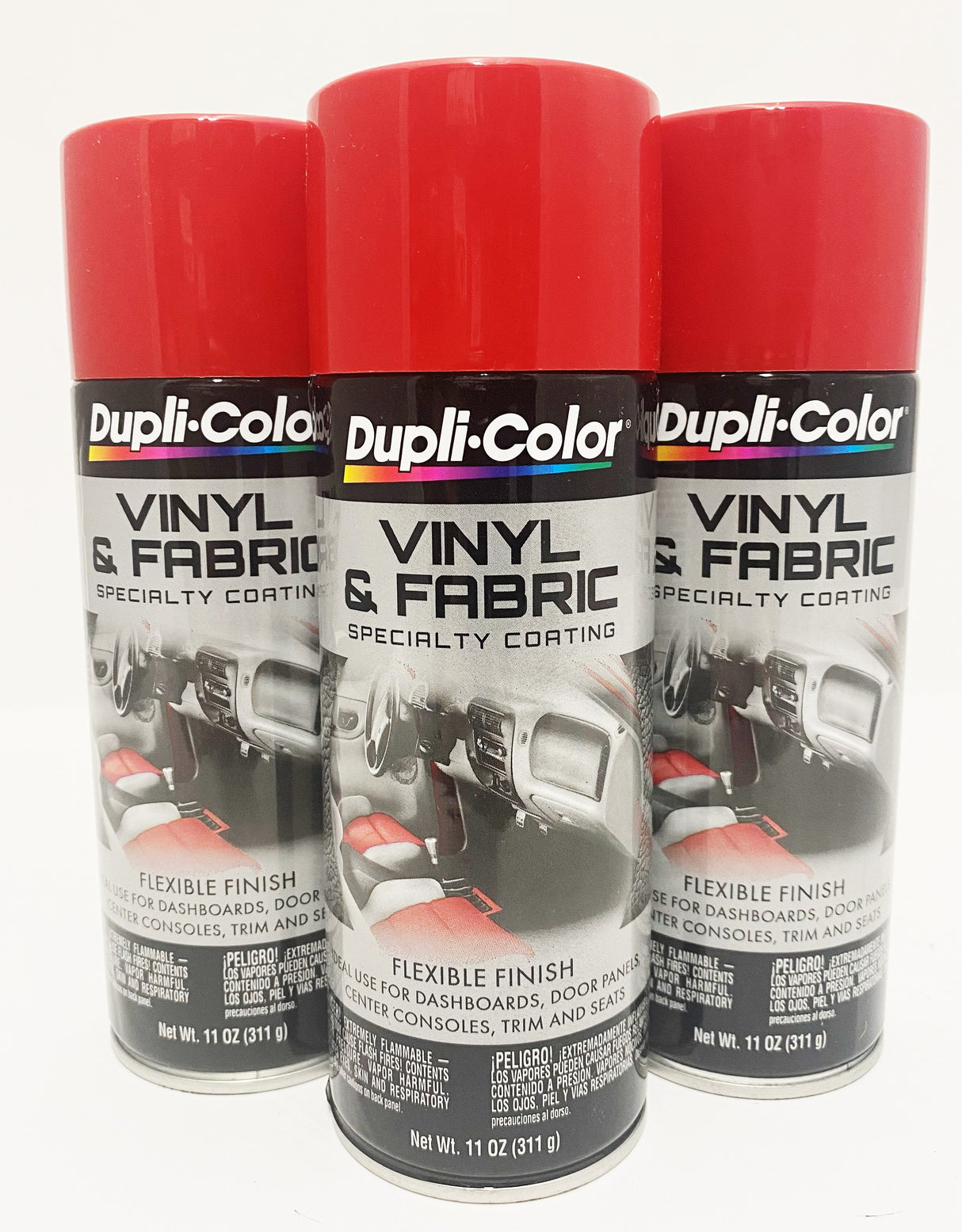 Duplicolor HVP100 - 3 Pack Vinyl & Fabric Spray Paint Red - 11 oz