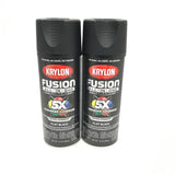 KRYLON 2728-2 PACK FLAT BLACK All-In-One Fusion Paint & Primer - No-Peel - 12 oz Aerosol