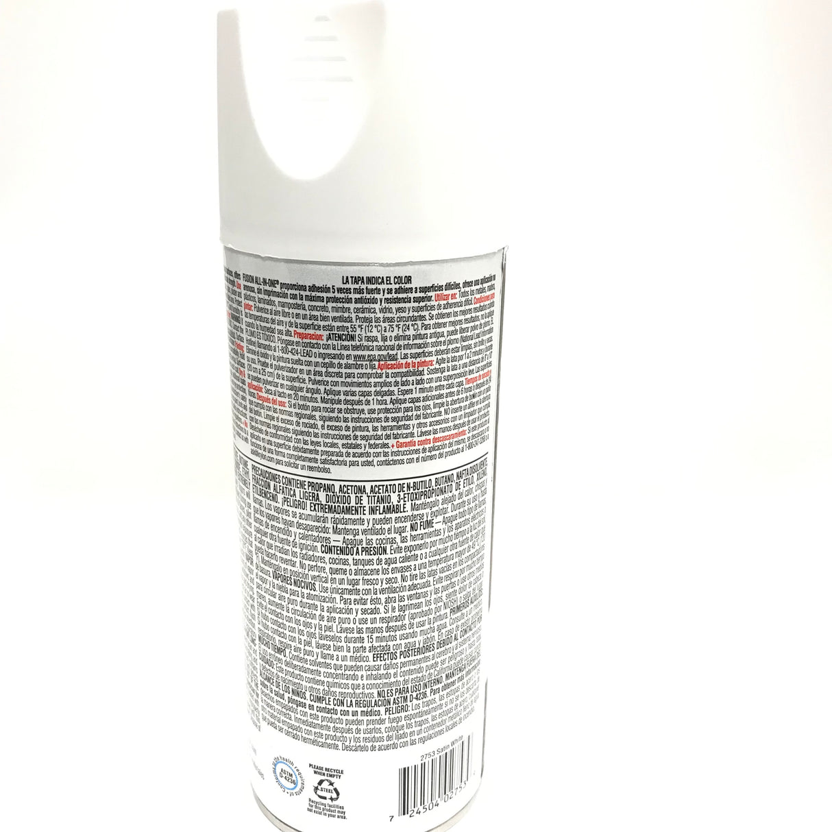 KRYLON 2753 SATIN WHITE All-In-One Fusion Paint & Primer - No-Peel - 12 oz Aerosol