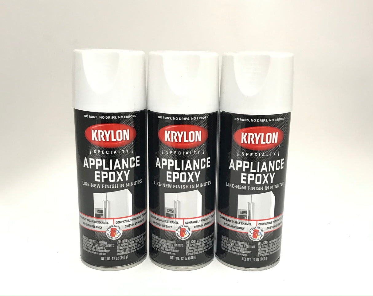 KRYLON 3201-3 PACK WHITE Specialty Appliance Epoxy - Durable, Washable Enamel. Fast Drying - 12 oz Aerosol