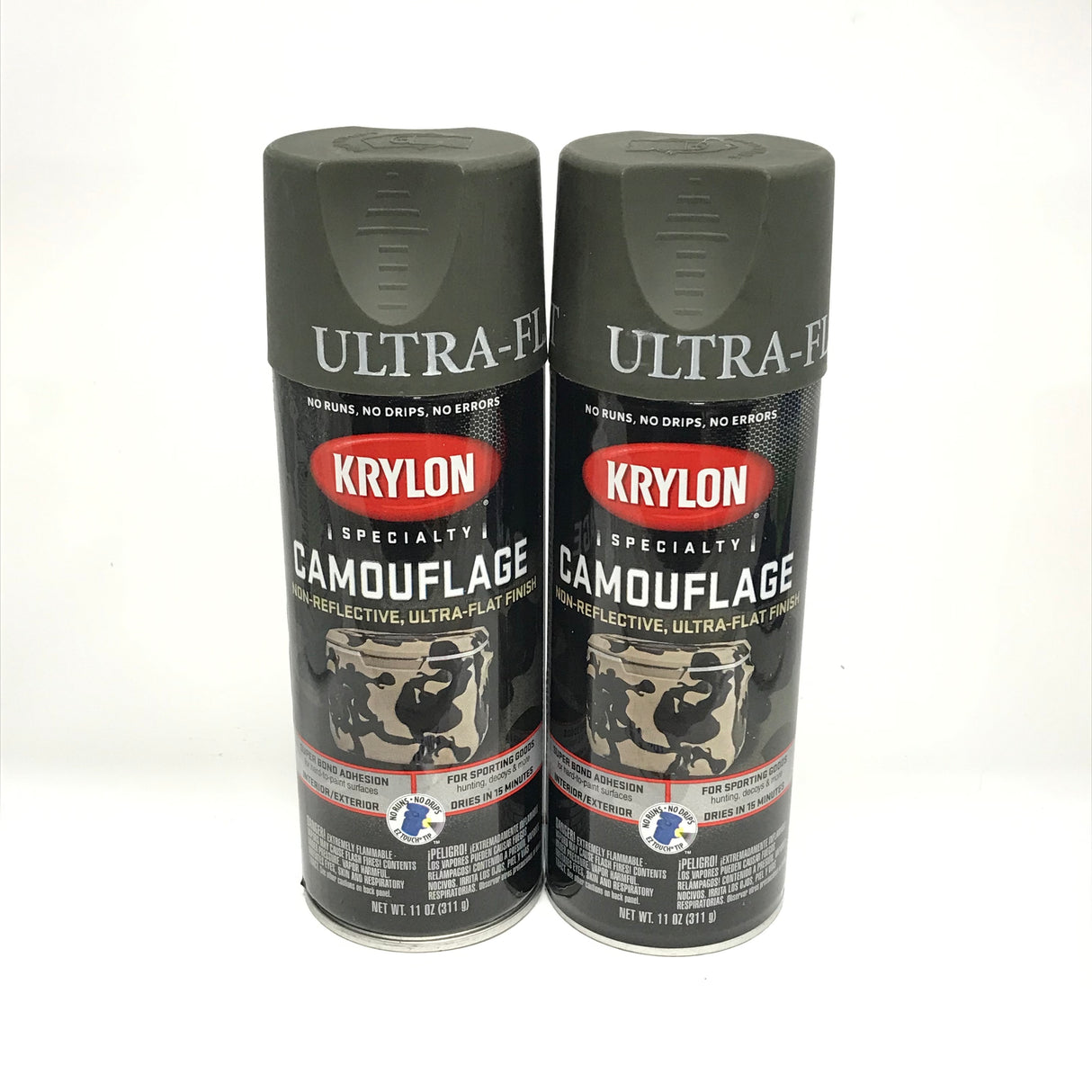 KRYLON 4293-2 PACK OLIVE Camouflage Non-Reflective Ultra-Flat Finish Spray Paint-  11 oz Aerosol
