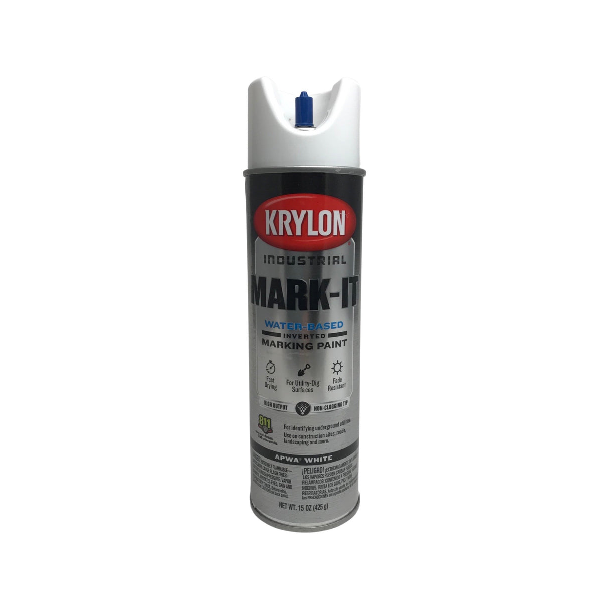 Krylon 731608 Industrial Mark-It WB Inverted Marking Paint -APWA Brilliant White