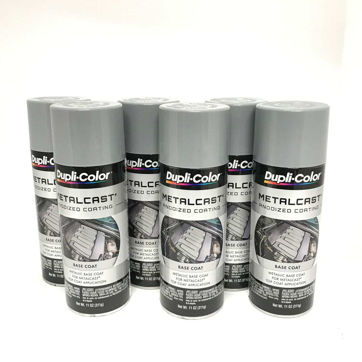 Duplicolor MC100 - 6 Pack Metalcast Bright Metal Coat Anodized Automotive Paint - 11 oz