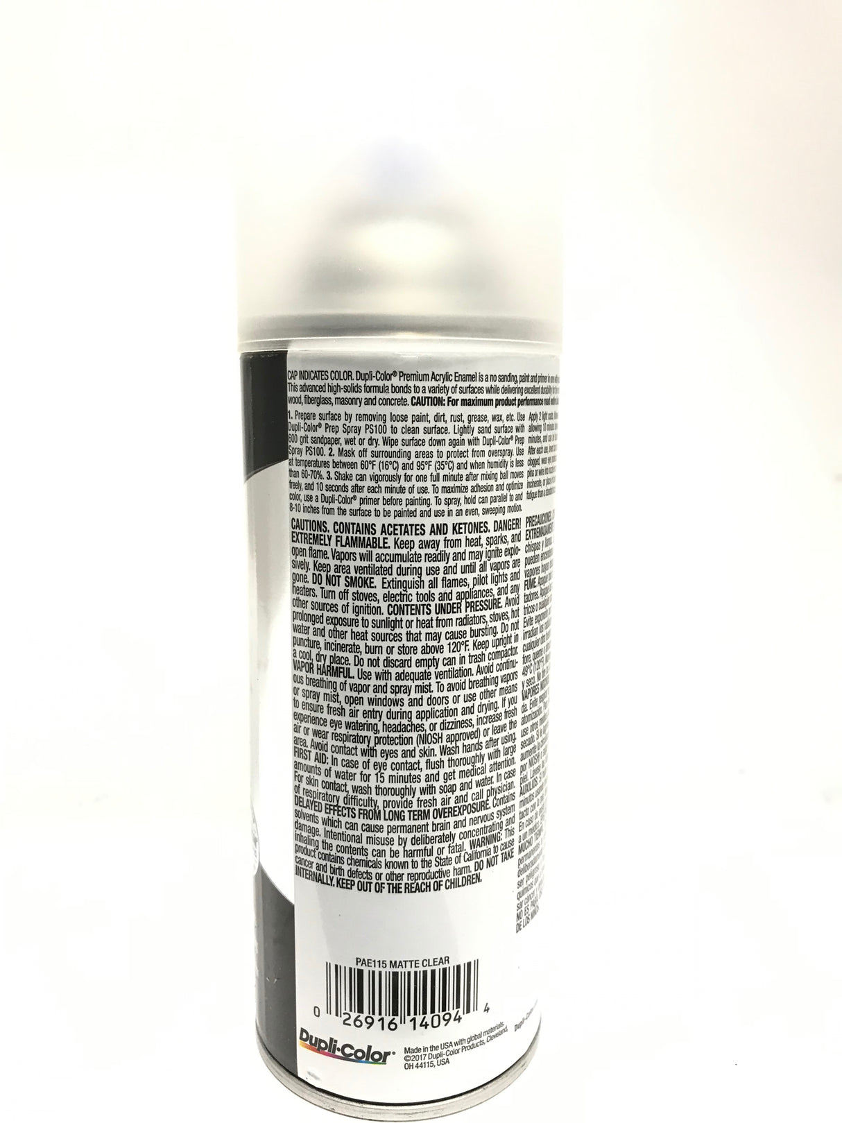 Duplicolor PAE115 MATTE CLEAR Premium Acrylic Enamel - Max Rust Protection -12oz