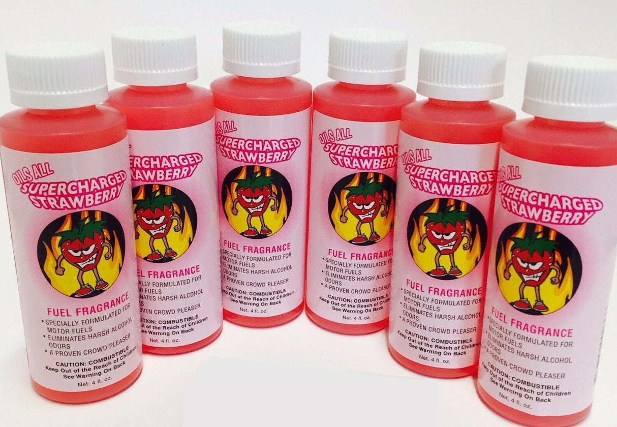 Power Plus Lubricants-6 PACK STRAWBERRY Fuel Fragrance for Car, Motorcycle, ATV, IMCA - 4 fl oz
