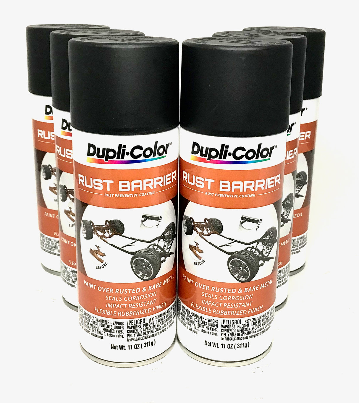 Duplicolor RBA100 6 PK Rust Barrier Flat Black - Rust Preventive Coating - 11 oz