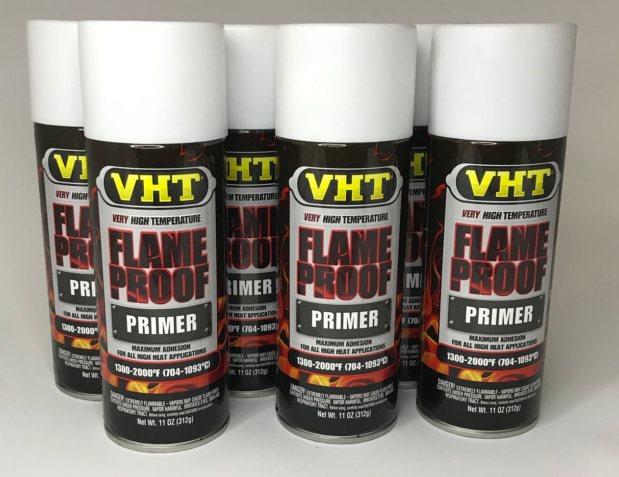 VHT SP118-6 PACK FLAT WHITE High Temperature Flame Proof Header Paint - 11 oz
